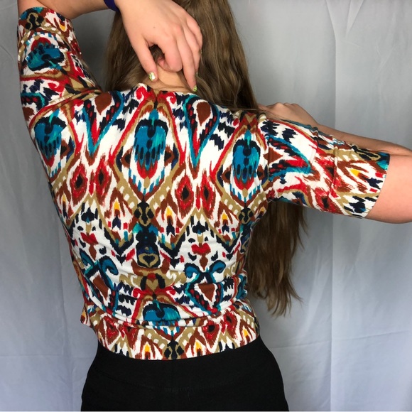 Jones New York Sport 90’s Retro Print 3/4 sleeve cardigan Business Casual - Picture 3 of 16